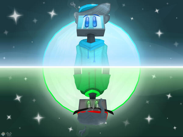 Title Screen Art for Beta and the Blue Star, an upcoming Scratch game by NathanGameMakerNGM!! MP. 2024